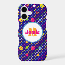 Personalized Funky Circles, Dashes Pattern Navy
