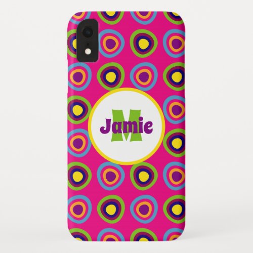 Personalized Funky Circles Pattern iPhone XR Case