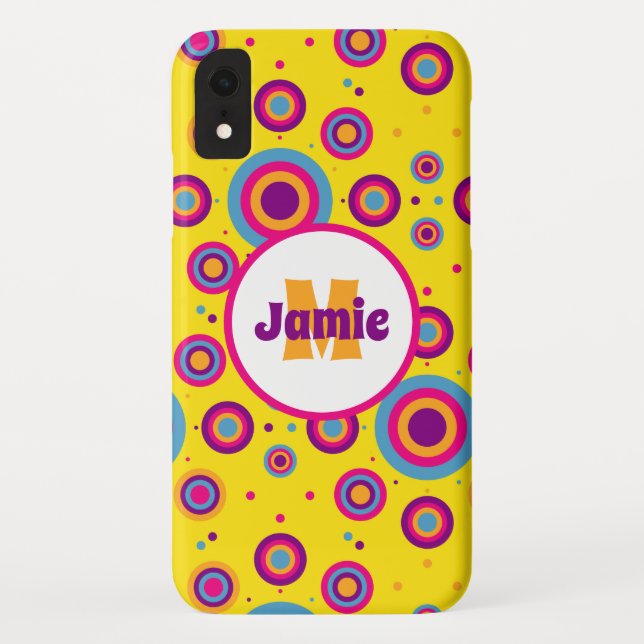 Personalized Funky Circles Pattern on Yellow 2 Case-Mate iPhone Case (Back)