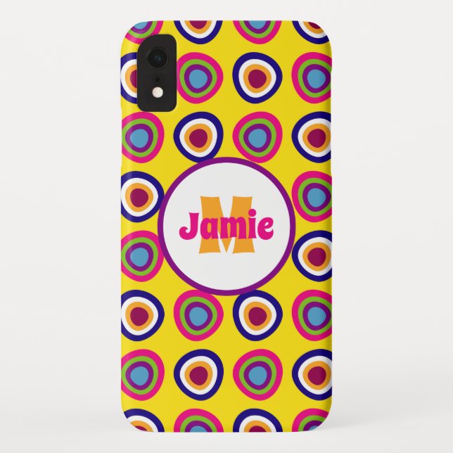 Personalized Funky Circles Pattern on Yellow Case-Mate iPhone Case (Back)