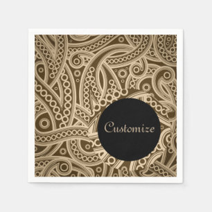 Personalized Funky Gold Paisley Pattern Napkins