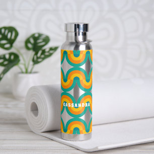 Personalized Funky Retro Art Pattern Water Bottle
