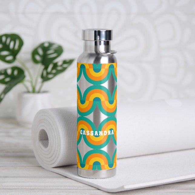 Personalized Funky Retro Art Pattern Water Bottle (Yoga)