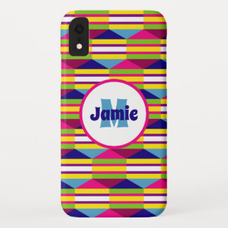Personalized Funky Stripes, Triangles Pattern iPhone XR Case