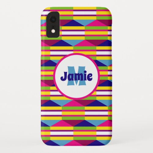 Personalized Funky Stripes Triangles Pattern iPhone XR Case
