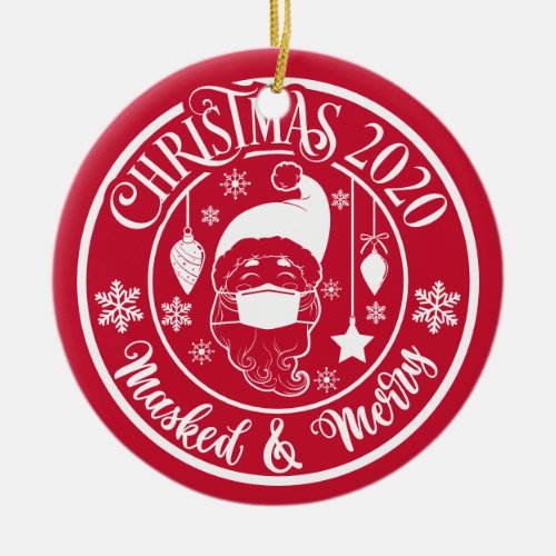 Personalized Funny 2020 Masked  Merry Christmas Ceramic Ornament