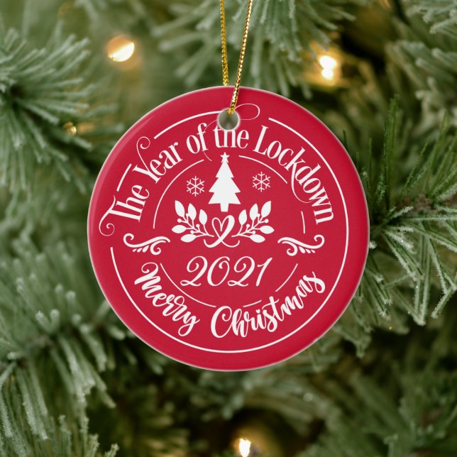 Personalized Funny 2021 Memorable Christmas Ceramic Ornament (Tree)
