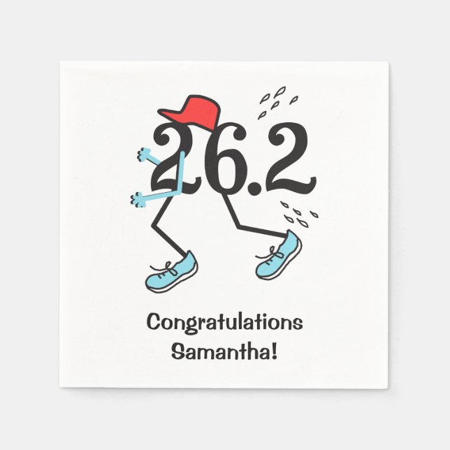 Personalized Funny 26.2 Marathoner Congrats Runner Paper Napkins (Front)