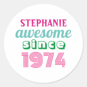 Personalized funny 50th birthday quote  classic round sticker