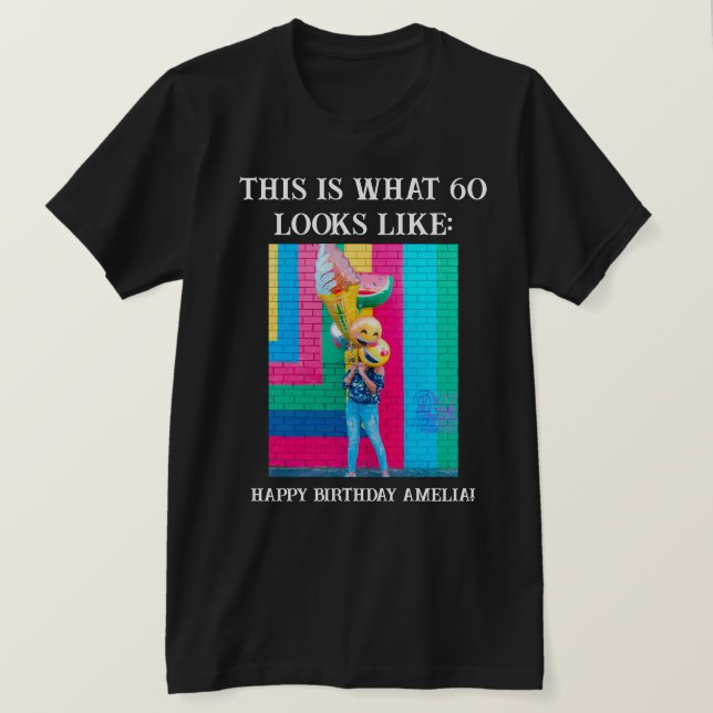 Personalized Funny 60th Milestone Birthday T-Shirt (Design Front)