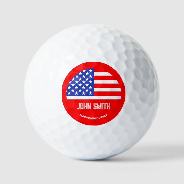 Personalized Funny American Golf Player Balls (Front)