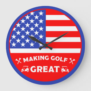 Personalized Funny American Golf Player Large Clock