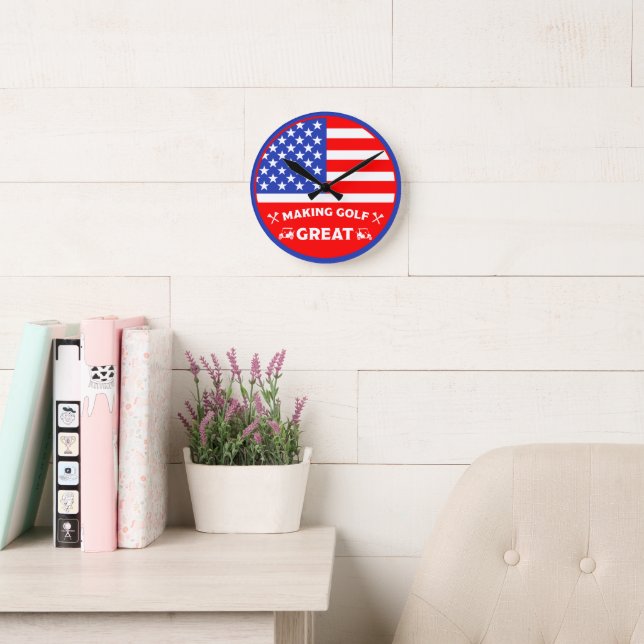 Personalized Funny American Golf Player Round Clock (Reading Room)
