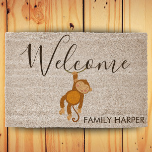 Personalized Funny Animal Welcome for Front Porch Fiber Doormat