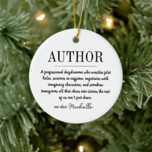 Personalized Funny Author Writer Definition Ceramic Ornament