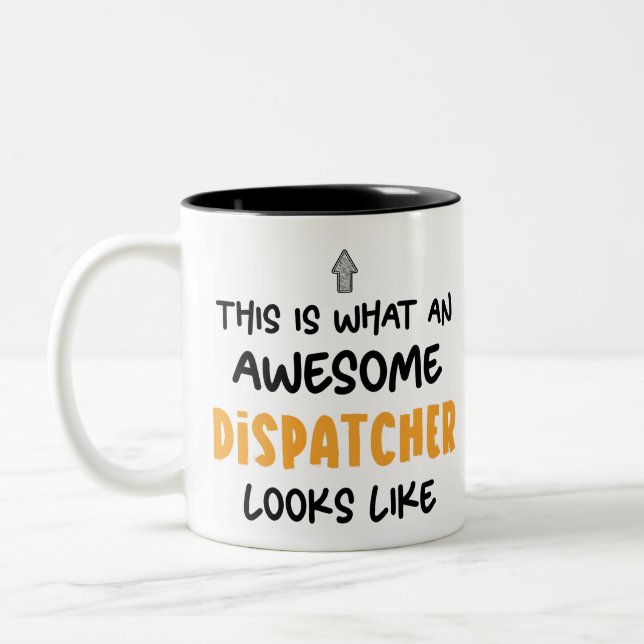 Personalized Funny Awesome Dispatcher Two-Tone Coffee Mug (Left)