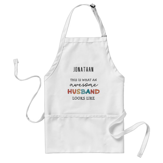 Personalized Funny Awesome Husband Gifts  Adult Apron (Front)