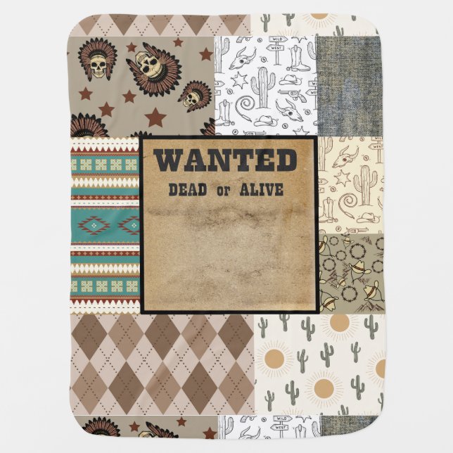 personalized funny baby blanket boy western (Front)