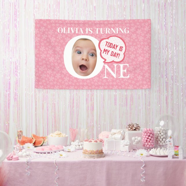 Personalized funny baby face 1st birthday party  banner (Party)