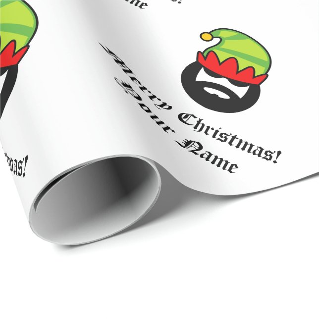 Personalized funny bad boy elf Christmas Holiday Wrapping Paper (Roll Corner)