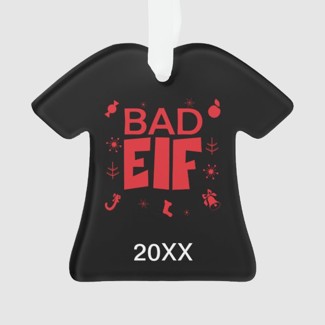 Personalized Funny Bad Elf Christmas Ornament (Front)