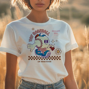 Personalized Funny Baseball Mum Retro Flower T-Shirt