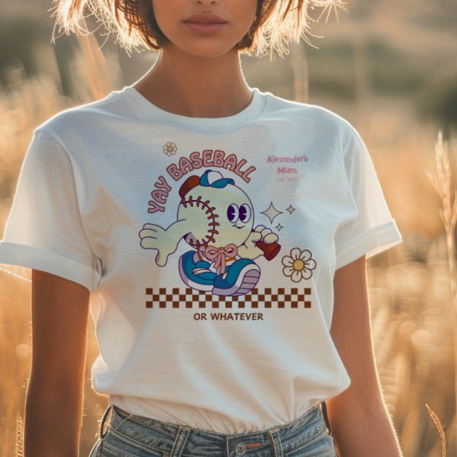 Personalized Funny Baseball Mum Retro Flower T-Shirt (Creator Uploaded)