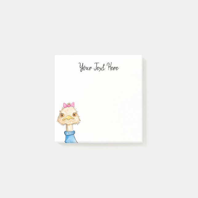 Personalized// Funny Bird Drawing Post-it Notes (Front)