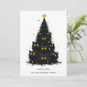 Personalized Funny Black Cat Christmas Tree Holiday Card