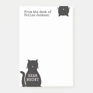 Personalized Funny Black Cat Hear Meowt Post-it Notes