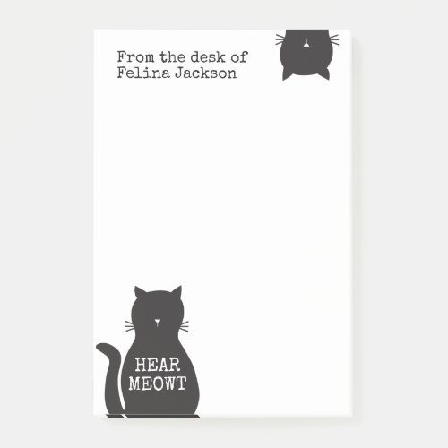 Personalized Funny Black Cat Hear Meowt Post_it Notes