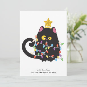 Personalized Funny Black Cat Merry Christmas Card