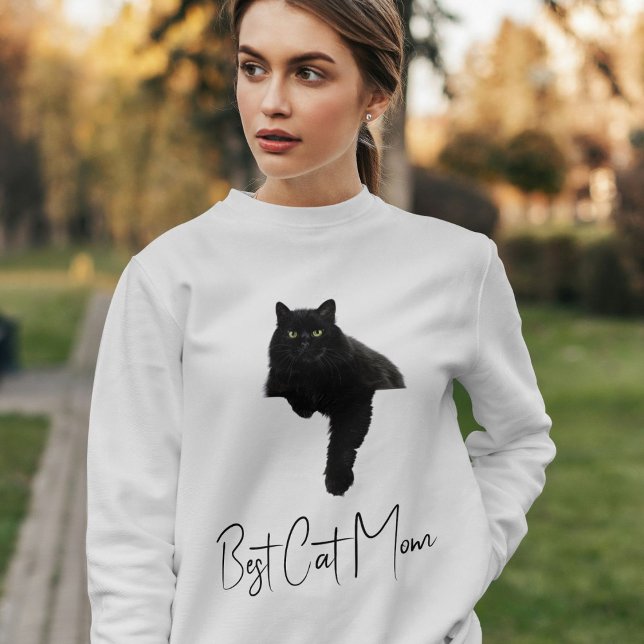 Personalized Funny Black Cat Quote Pet Mom Ash Sweatshirt (Creator Uploaded)