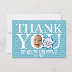 Personalized Funny boy's birthday 4 photo Thank You Card