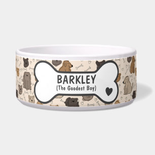 Personalized funny brown and tan dog doodle bowl