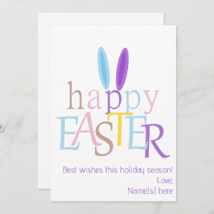 Personalized Funny Bunny Happy Easter Wish Purple Holiday Card
