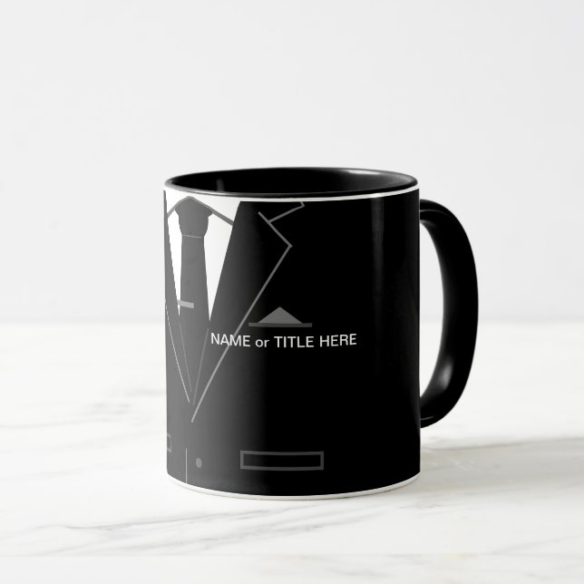 Personalized Funny Business Mug Gift Black Suit (Front Right)