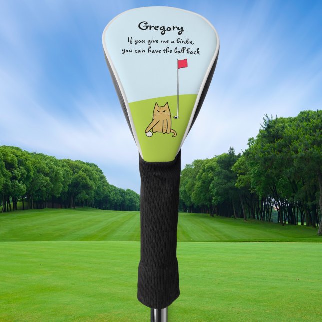 Personalized Funny Cartoon Cat Golf Joke Golf Head Cover (Creator Uploaded)