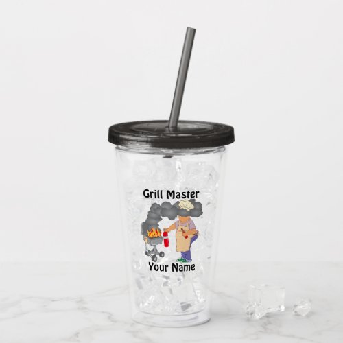 Personalized Funny Cartoon Grill Master Acrylic Tumbler