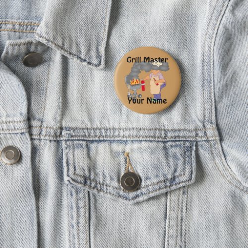 Personalized Funny Cartoon Grill Master Button