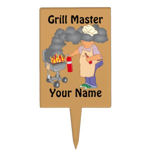 Personalized Funny Cartoon Grill Master Cake Topper