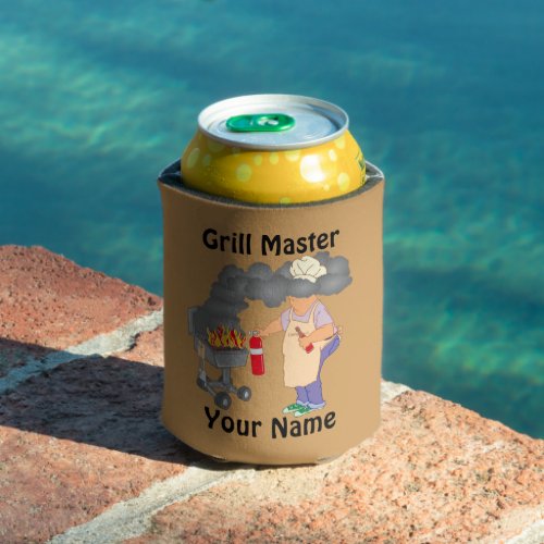 Personalized Funny Cartoon Grill Master Can Cooler