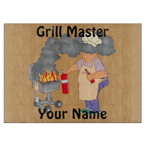 Personalized Funny Cartoon Grill Master Cutting Board