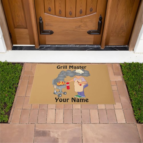 Personalized Funny Cartoon Grill Master Doormat