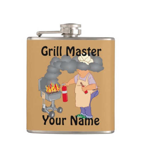 Personalized Funny Cartoon Grill Master Flask