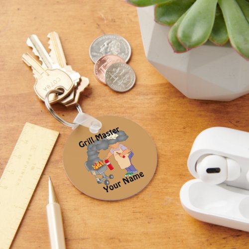 Personalized Funny Cartoon Grill Master Keychain