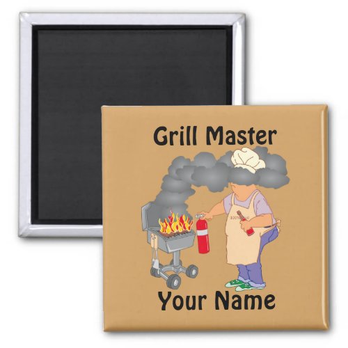 Personalized Funny Cartoon Grill Master Magnet