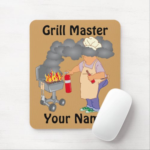Personalized Funny Cartoon Grill Master Mouse Pad