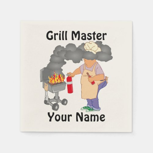 Personalized Funny Cartoon Grill Master Napkins