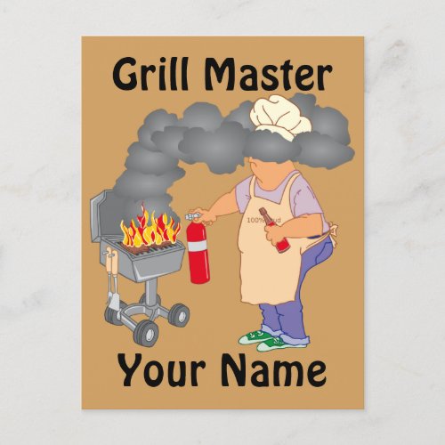 Personalized Funny Cartoon Grill Master Postcard